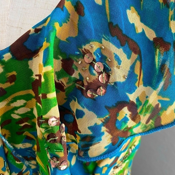 Robbie Bee One Shoulder Multicolor Ruffled Tiered Maxi Dress Size 14 - Picture 4 of 7